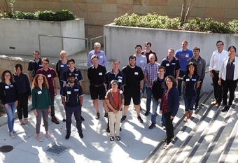 Engineering faculty, graduate students, and staff affiliated with M-WET gather for a group picture on the UC Santa Barbara campus.
