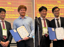 Ryan Berry (left) and Norleakvisoth Lim are presented with their awards by Manabu Ihara, director of the Institute of Science Tokyo's Academy of Energy and Informatics